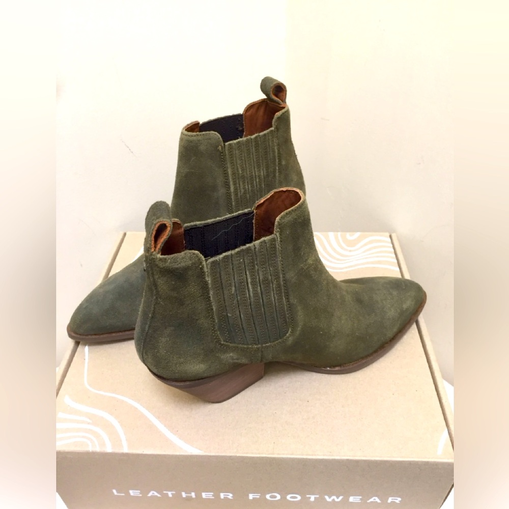 Olive Suede Chelsea Ankle Boots - Women's 7.5